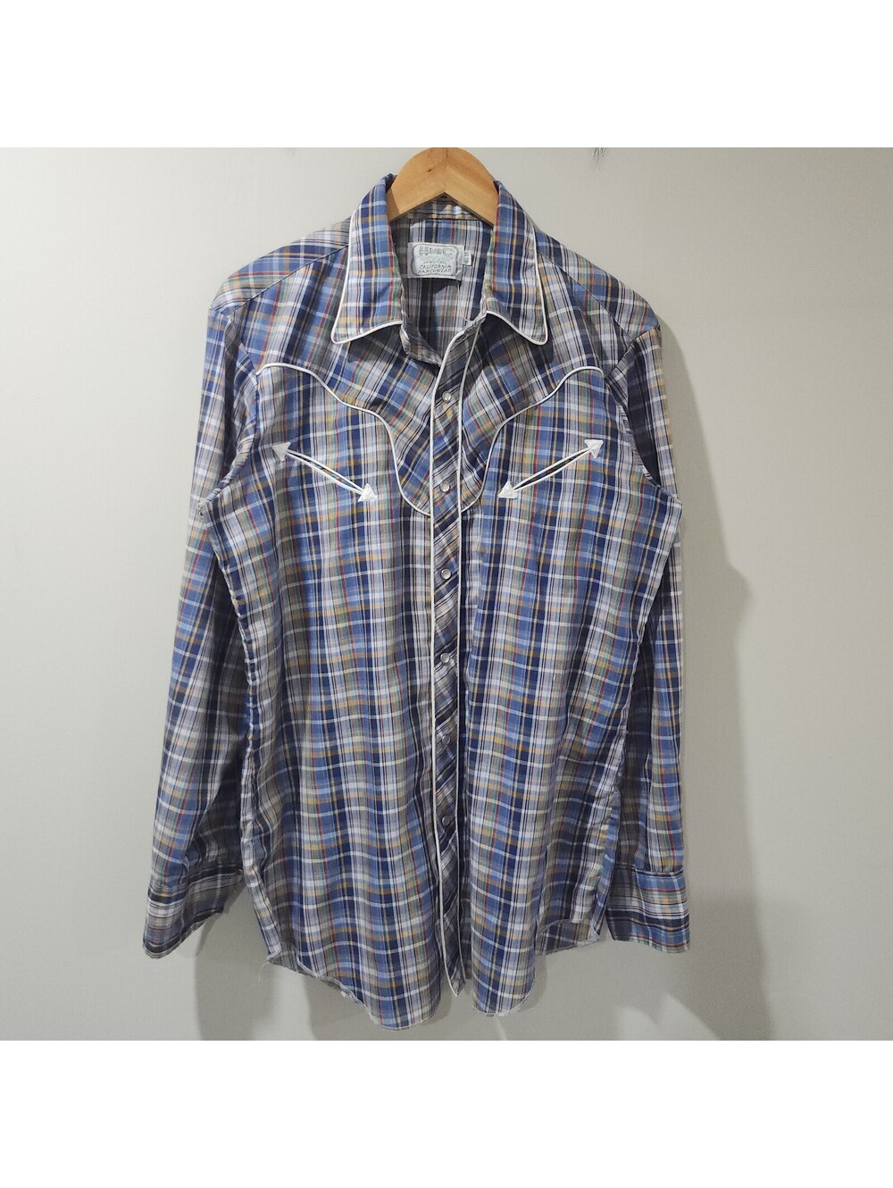 Vintage 70s H Bar C Ranchwear Western Pearl Snap Cowboy Rodeo USA Mens 16½ 35 XL - Picture 2 of 5